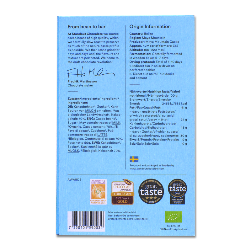 Standout Chocolate Maya Mountain Belize 70%